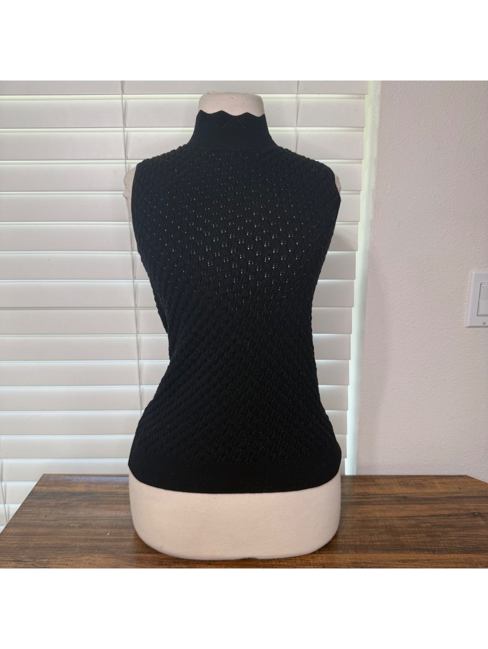 Tahari Black Knit Tank with Mock Neck Size S